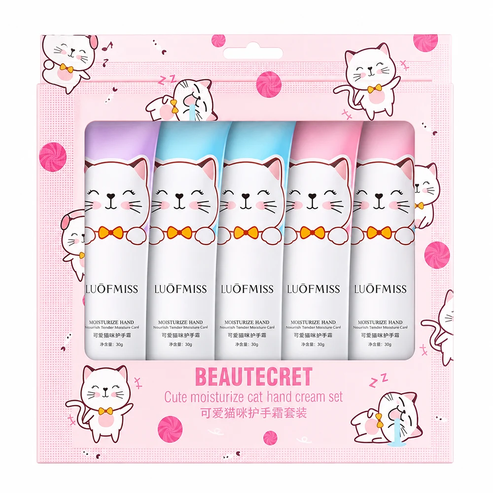 کرم مرطوب کننده دست مدل Cute Cat مجموعه 5 عددی 30 میلیلیتری